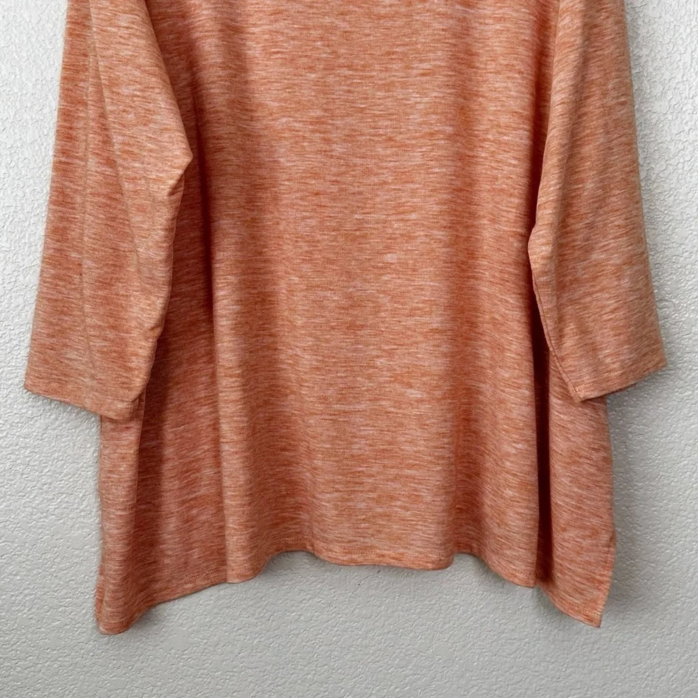 LOGO by Lori Goldstein Heather Orange 3/4 Sleeves Henley Top, Size XL